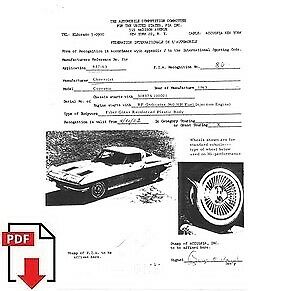 1963 Chevrolet Corvette (30837) FIA homologation form PDF download